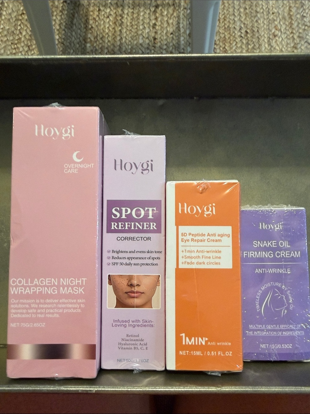 Hoygi Skincare Set - Collagen mask, spot corrector, eye cream, & firming cream